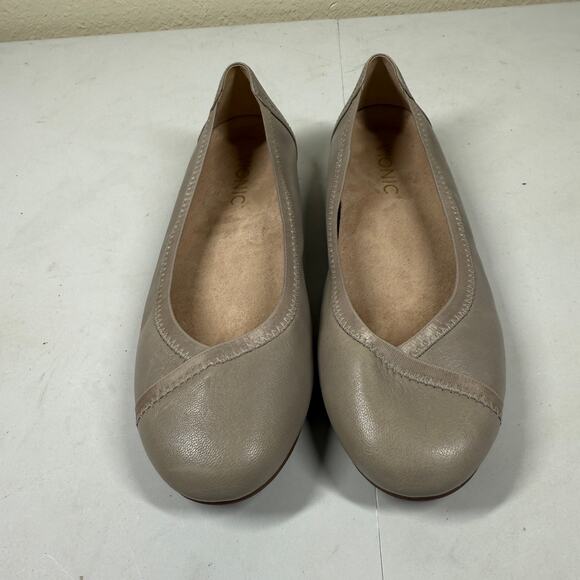 Vionic Caroll Leather Ballet Flats Gray Comfort Shoes Women’s 6.5 - Picture 2 of 7